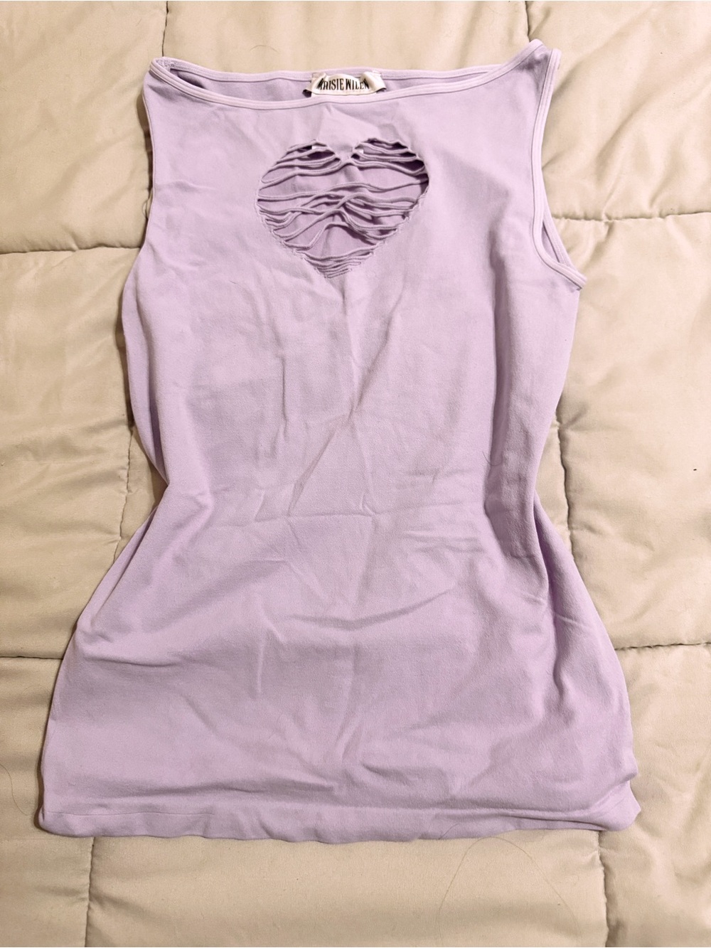 Lilac Heart Cutout Sleeveless Tank Top